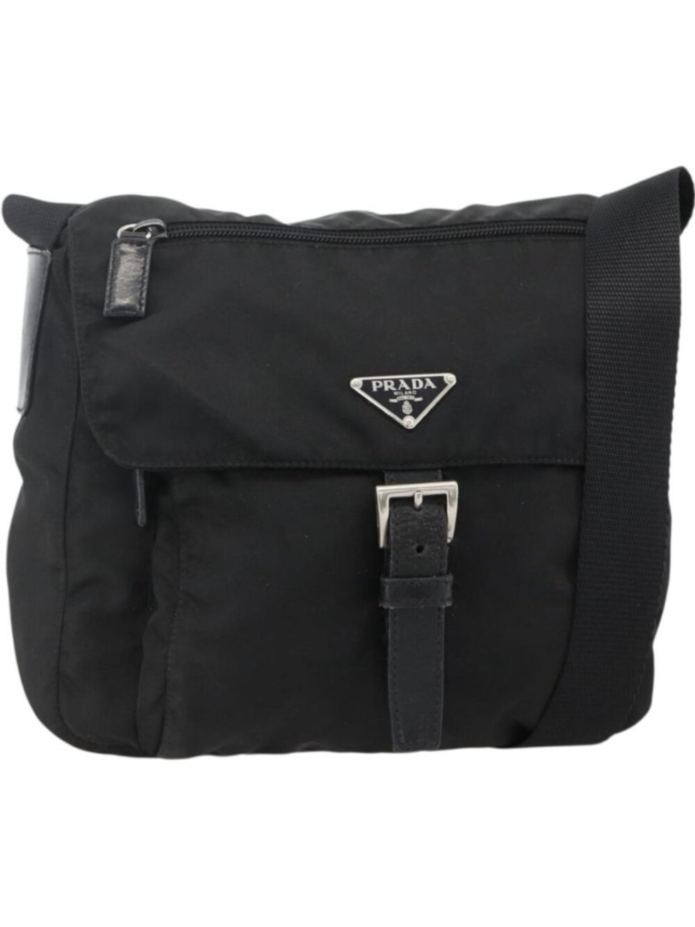 PRADA Shoulder Bag Nylon Black Silver